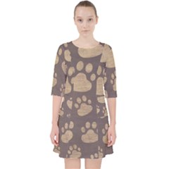 Paws Patterns, Creative, Footprints Patterns Quarter Sleeve Pocket Dress by nateshop