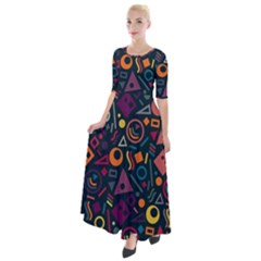 Random, Abstract, Forma, Cube, Triangle, Creative Half Sleeves Maxi Dress by nateshop