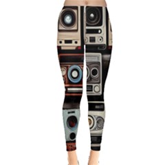 Retro Cameras Old Vintage Antique Technology Wallpaper Retrospective Everyday Leggings  by Grandong