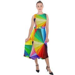 Bring Colors To Your Day Midi Tie-back Chiffon Dress by elizah032470