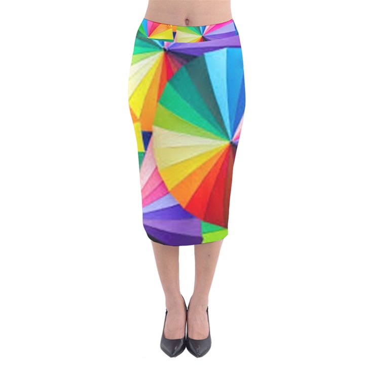 bring colors to your day Velvet Midi Pencil Skirt