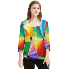 Bring Colors To Your Day Chiffon Quarter Sleeve Blouse by elizah032470