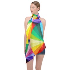 Bring Colors To Your Day Halter Asymmetric Satin Top by elizah032470