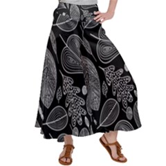 Leaves Flora Black White Nature Women s Satin Palazzo Pants by Maspions