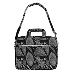 Leaves Flora Black White Nature Macbook Pro 15  Shoulder Laptop Bag by Maspions