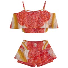 Grapefruit-fruit-background-food Kids  Off Shoulder Skirt Bikini by Maspions