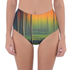 Outdoors Night Moon Full Moon Trees Setting Scene Forest Woods Light Moonlight Nature Wilderness Lan Reversible High-waist Bikini Bottoms by Posterlux