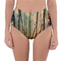 Woodland Woods Forest Trees Nature Outdoors Mist Moon Background Artwork Book Reversible High-Waist Bikini Bottoms View3