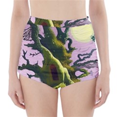 Outdoors Night Full Moon Setting Scene Woods Light Moonlight Nature Wilderness Landscape High-waisted Bikini Bottoms by Posterlux