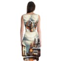 Village Reflections Snow Sky Dramatic Town House Cottages Pond Lake City Sleeveless Chiffon Dress   View2