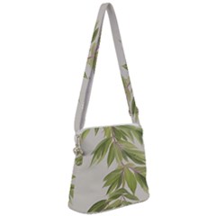 Watercolor Leaves Branch Nature Plant Growing Still Life Botanical Study Zipper Messenger Bag by Posterlux