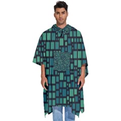 Squares Cubism Geometric Background Men s Hooded Rain Ponchos by Maspions