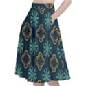 Flowers Pattern Design Abstract A-Line Full Circle Midi Skirt With Pocket View2