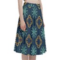 Flowers Pattern Design Abstract A-Line Full Circle Midi Skirt With Pocket View3