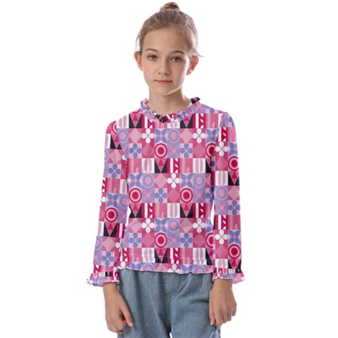 Scandinavian Abstract Pattern Kids  Frill Detail T-shirt by Maspions