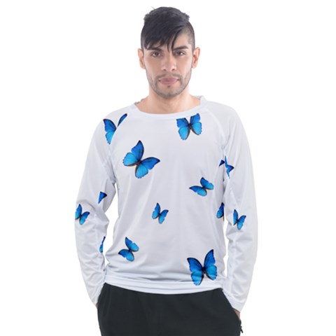 Butterfly-blue-phengaris Men s Long Sleeve Raglan T-shirt by saad11