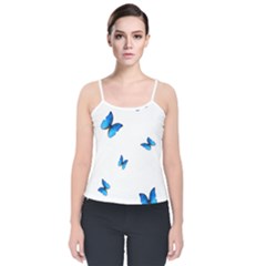 Butterfly-blue-phengaris Velvet Spaghetti Strap Top by saad11