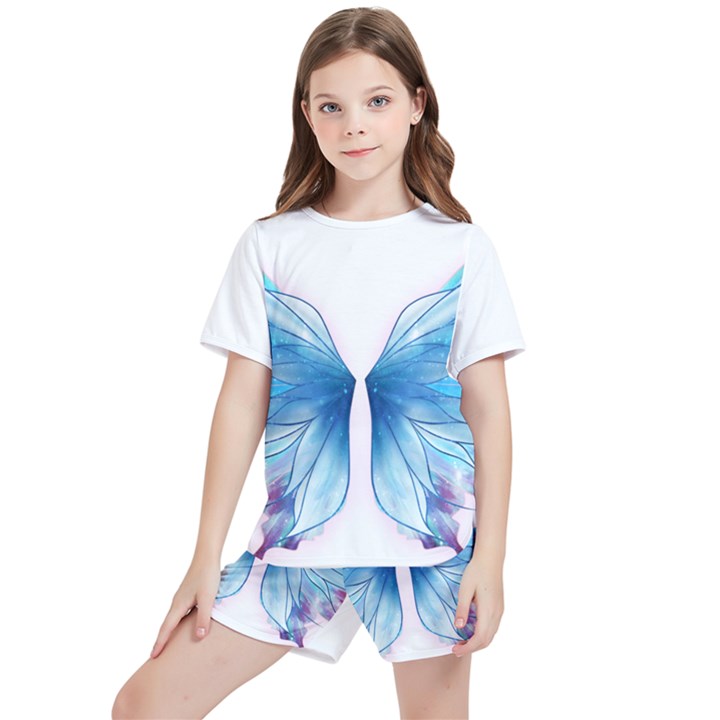 Butterfly-drawing-art-fairytale  Kids  T-Shirt And Sports Shorts Set