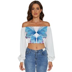 Butterfly-drawing-art-fairytale  Long Sleeve Crinkled Weave Crop Top by saad11