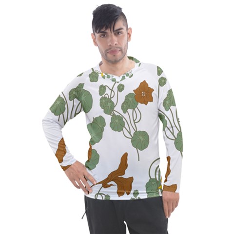 Nasturtium Flower Plant Leaves Men s Pique Long Sleeve T-shirt by Maspions