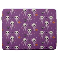 Skull Halloween Pattern 17  Vertical Laptop Sleeve Case With Pocket by Maspions