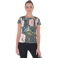 Spring Design With Watercolor Flowers Short Sleeve Sports Top  by AlexandrouPrints