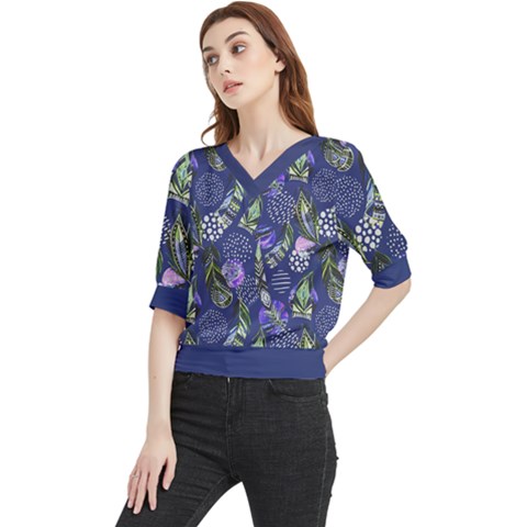 Flower Quarter Sleeve Blouse by flowerland