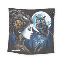 Steampunk Woman With Owl 2 Steampunk Woman With Owl Woman With Owl Strap Square Tapestry (small) by CKArtCreations