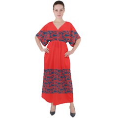 Red Whero V-neck Boho Style Maxi Dress by Bhartitaylordesigns