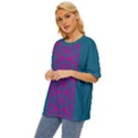 Teal and Fushia Tukutuku Oversized Basic T-Shirt View2