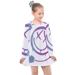 Blink 182 Logo Kids  Long Sleeve Dress by avitendut