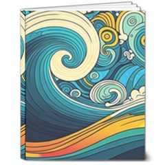 Waves Ocean Sea Abstract Whimsical Art 8  X 10  Softcover Notebook by Maspions