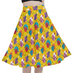 Heart Diamond Pattern A-line Full Circle Midi Skirt With Pocket by designsbymallika