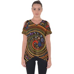 Swirl Vortex Emoji Cyclone Motion Art Cut Out Side Drop T-shirt by Paksenen