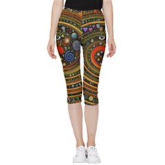 Swirl Vortex Emoji Cyclone Motion Art Inside Out Lightweight Velour Capri Leggings  by Paksenen