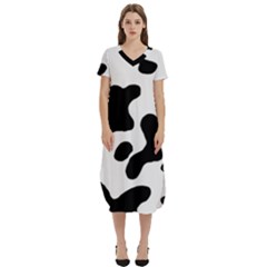 Cow Pattern T-shirt Midi Dress With Pockets by Ket1n9