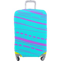 Wave Stripe Pattern Design Aqua Luggage Cover (large) by Ndabl3x