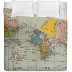 Vintage World Map Duvet Cover Double Side (king Size) by Proyonanggan