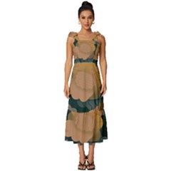 Flower Patterns Pattern Beige Green Tie-strap Tiered Midi Chiffon Dress by Proyonanggan