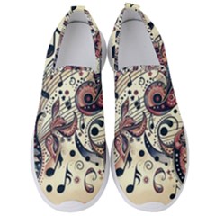 Paisley Print Musical Notes8 Men s Slip On Sneakers by RiverRootz