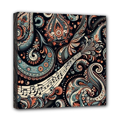 Paisley Print Musical Notes7 Mini Canvas 8  X 8  (stretched) by RiverRootz