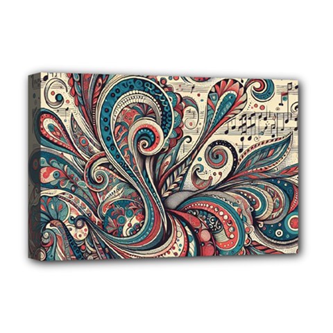 Paisley Print Musical Notes6 Deluxe Canvas 18  X 12  (stretched) by RiverRootz