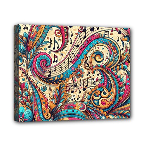 Paisley Print Musical Notes Canvas 10  X 8  (stretched) by RiverRootz