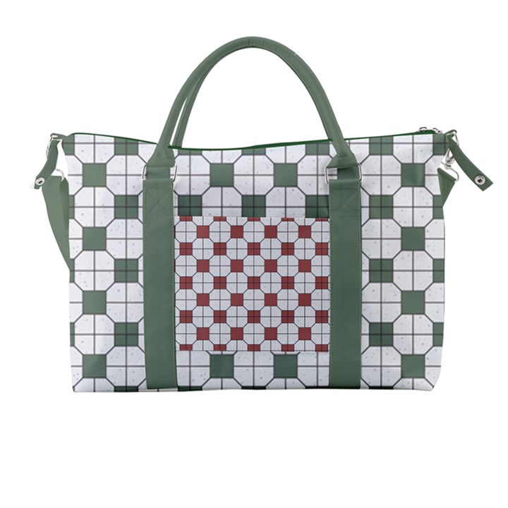 Retro Traditional Vintage Geometric Flooring Green Carry-on Travel Shoulder Bag