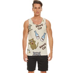 Happy Cats Pattern Background Men s Wide Collar Tank Top by Grandong