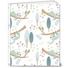 Pattern Sloth Woodland 8  X 10  Softcover Notebook by Hannah976