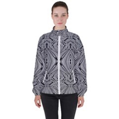 Black And White Pattern 1 Women s High Neck Windbreaker by 2607694