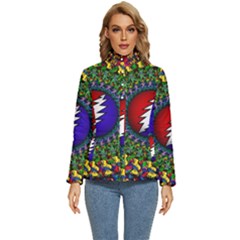 Grateful Dead Bear Pattern Women s Puffer Bubble Jacket Coat by Maspions