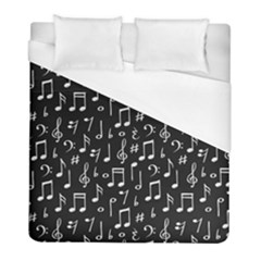 Chalk Music Notes Signs Seamless Pattern Duvet Cover (full/ Double Size) by Ravend