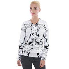 Cat - Artistic Paper Cut Velvet Zip Up Jacket by 2607694c